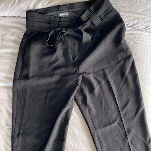 High waisted dress pants with belt tie Express